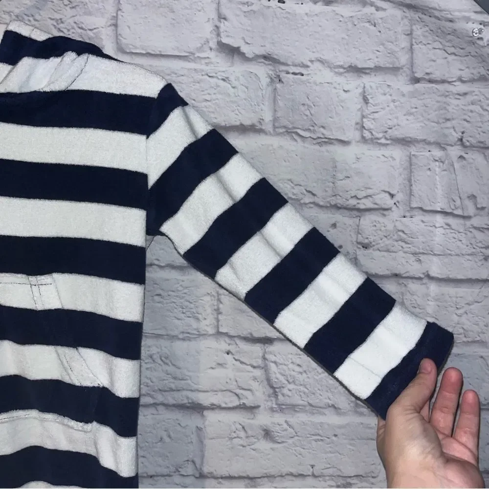 Lily and Dan kids swim hooded  cover up  blue white striped Boys or Girls XS 4-5